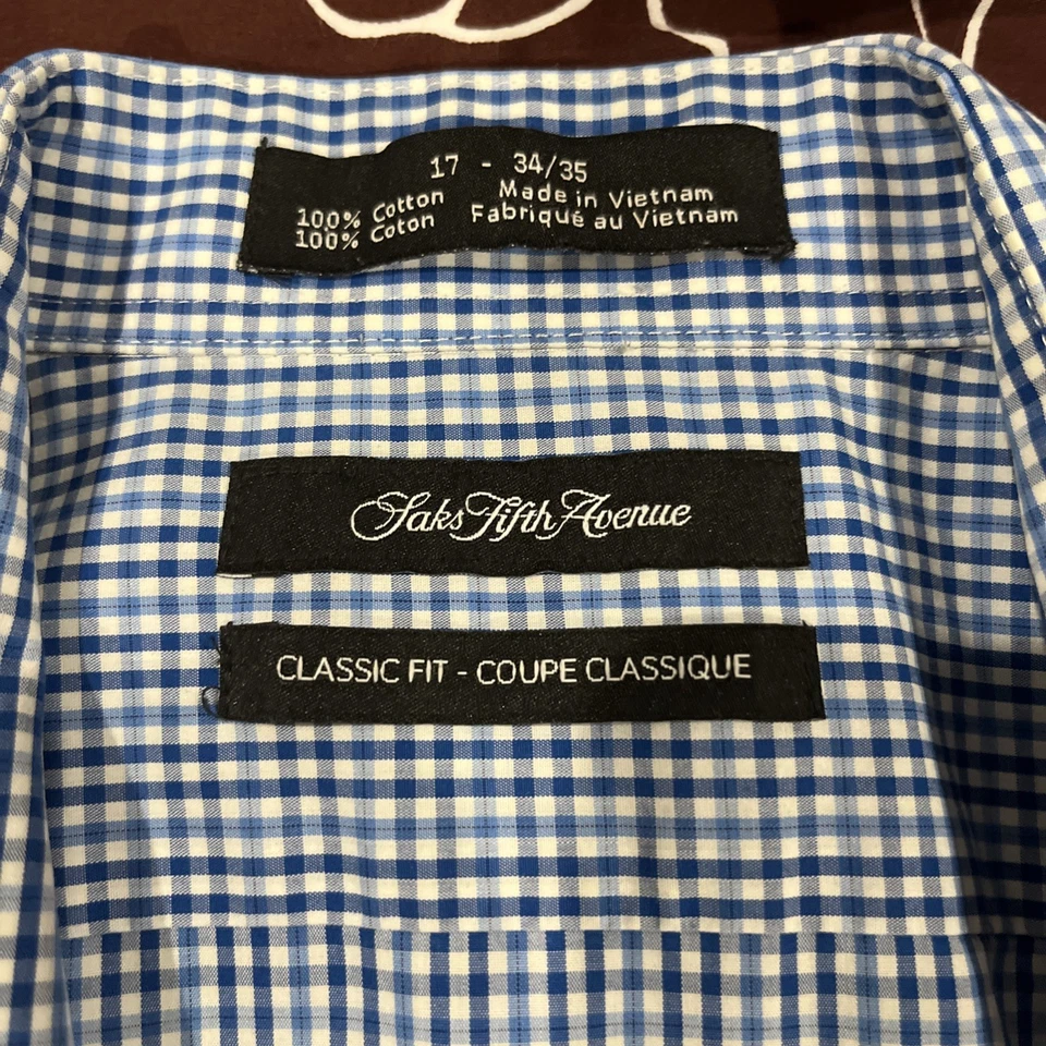 LOT OF FIVE SAKS FIFTH AVENUE MENS DRESS SHIRTS - PRISTINE!! LARGE / XTRA LARGE - Image 4 of 4