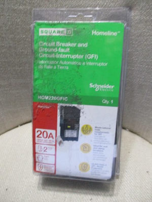 #ad Square D Homeline HOM220GFI HOM220GFIC 20 A 240v 2 Pole GROUND FAULT New $84.99