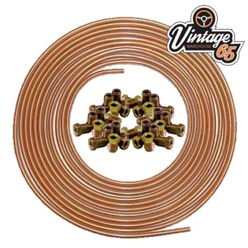 Copper Brake Pipe & 10mm Male Unions Connectors 3/16"  Fits Audi 80,90,100,A3,A4 - Picture 1 of 1
