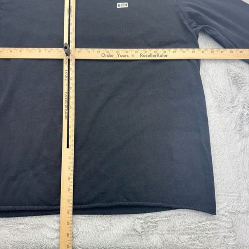 KITH Shirt Men 2XL Black Cotton Graphite Long Sleeve Crew Neck Logo Tee Pullover - Picture 7 of 9
