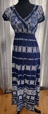 Lapogee blue floral maxi dress Size Small Made In India Elastic Waist