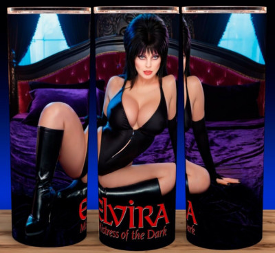 Elvira Mistress of the Dark in Sexy Black Horror Cup Mug Tumbler