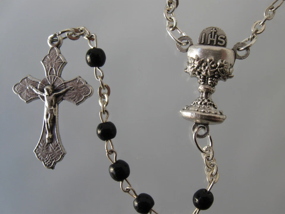 Porzellan schwarz Kommunion Geschenk Rosenkranz + Dose Kinderrosenkranz - Bild 4 von 4