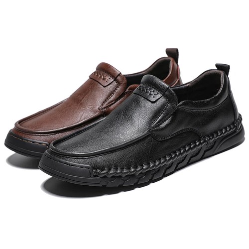 Men's Handmade Leather Casual Shoes Comfortable Loafers Flat Walking Slip On - Picture 3 of 23