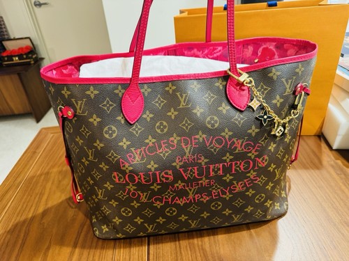 Louis Vuitton Neverfull GM IKAT Fuchsia Monogram Larg Shoulder Bag Tote LTD Rare