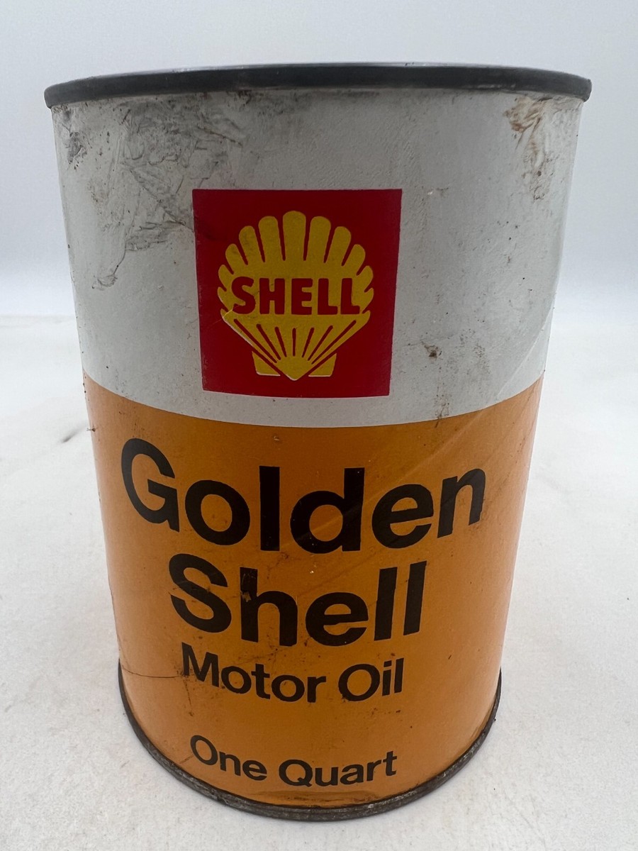 シェル　ビンテージ　アメリカ　Golden Shell Motor Oil 缶 Vintage GOLDEN SHELL Motor Oil Tin Cardboard Can 1Qt Gas Service