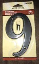 Gatehouse House Number Black 5" 12,7 CM Solid Zinc 9 Item  0178611