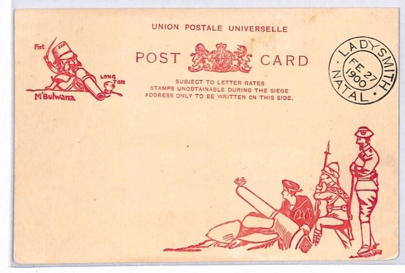 BOER WAR Natal LADYSMITH SIEGE Illustrated LONG TOM Postcard Feb 1900 CDS YO126 - Image 2 of 4