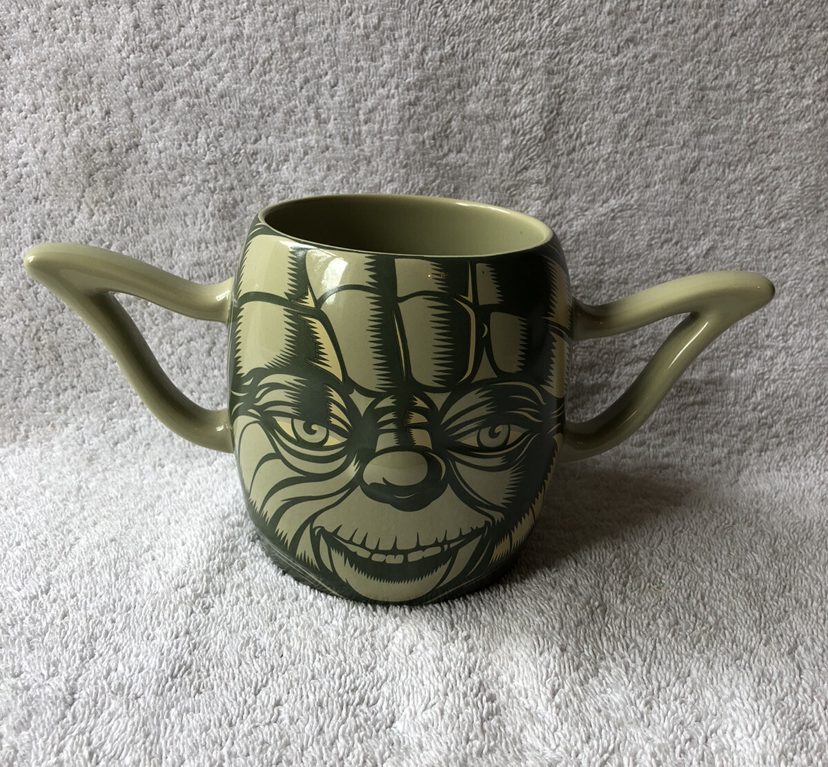 Genuine Disney Store Star Wars Large Yoda Mug/Cup 3D Face Double Handled Ears