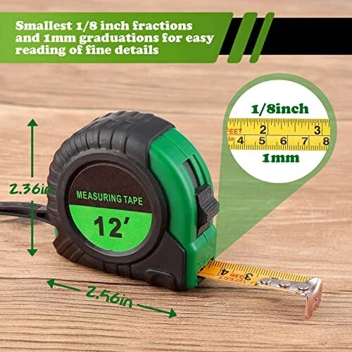 20 Pieces Tape Measures Bulk 12 Ft Green Retractable Measuring Tapes Small  Easy