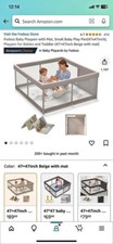 Baby Playpen with Mat, Play Pens for Babies and Toddlers, Beige 47x47in