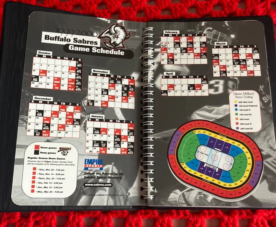 Manual/calendario porta boletos de temporada Buffalo Sabres 1999-2000 edición limitada Foto 3 de 4