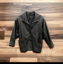 Jacqueline Ferrar Womens Medium 100 Leather Jacket Coat Black, Authentic 1980  s