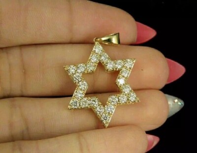 2Ct Round Simulated Diamond Women's Star Shape Pendant In 14k Yellow Gold Plated