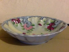 Vintage Serving Porcelain Bowl. Hand Painted. Multi Color Floral. France.