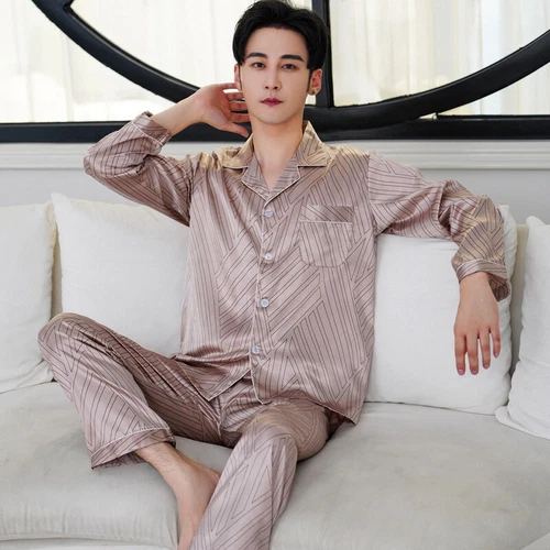 Luxus Herren Seide Satin Pyjama Set Weich Pyjama Langarm Nachtwäsche Loungewear - Bild 67 von 74