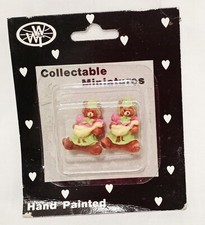 Teddy Bear Goose Collectable Miniatures Doll House Animal WWT Hand Painted 1"