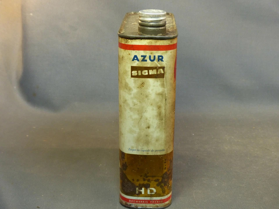 ancien bidon d'huile azur vieux garage vintage automobile metier deco usine - Photo 4/4