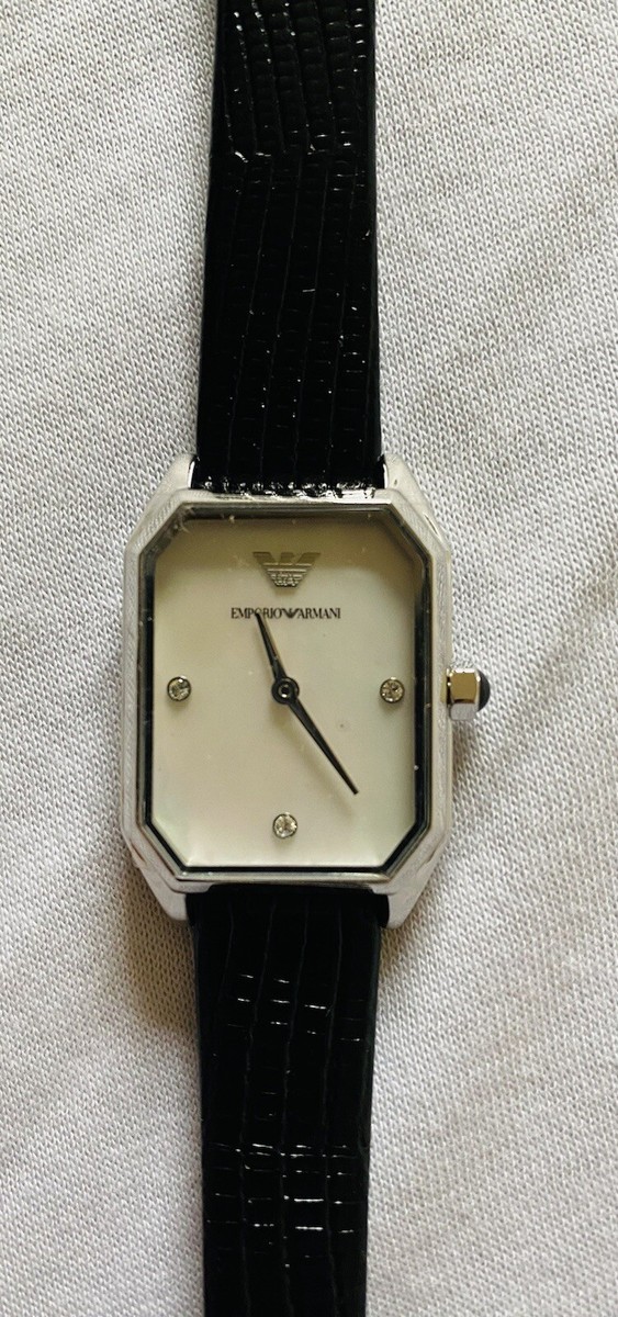 Brand New Emporio Armani's Women's Two-Hand Black Leather