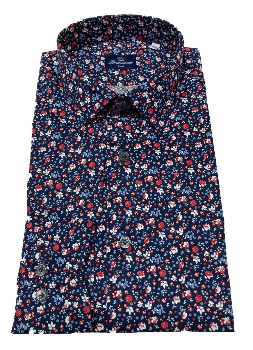 Camicia da uomo a maniche lunghe con bottoni, casual, con stampa floreale, camicetta slim da lavoro, 83365-nero, S