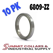 10pcs 6809ZZ Deep Groove Ball Bearings Z2 45x58x7mm Double Shielded Chrome Steel