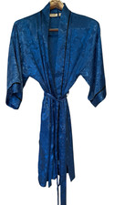 Vintage 90s Blue Victoria  s Secret Robe One Size Gold Label 42 Inches in Length
