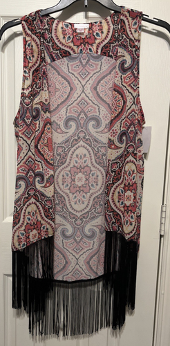 Xhilaration bunte Boho Fransen offene Weste Gr. L/XL Neu ohne Etikett