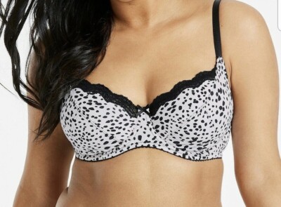 Pretty Secrets Sophie BH schwarz weiß Animal Gr. 34C Bügel Vollschale Spitze