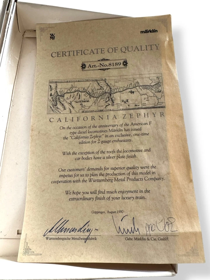 NOS NIB Märklín Mini-Club 8189 GM F-Type 4 California Zephyr Silver Plate Ed - Image 4 of 4