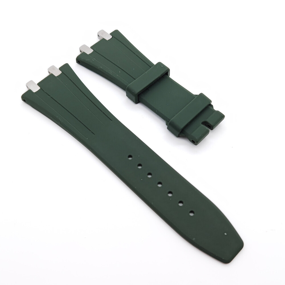 27mm Tongue Groove Green Silicone Strap For AP Original Royal Oak 39 41  Watch