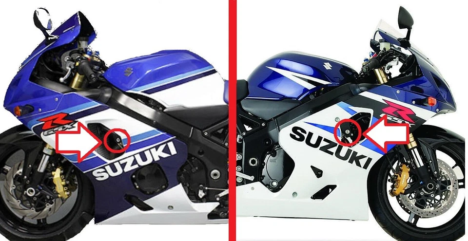 SUZUKI GSXR 600 750 K4 K5 2004-2005 - ALMOHADILLAS DE CHOQUE PROTECTORES BOBINAS ALMOHADILLAS DE CAÍDA Foto 4 de 4