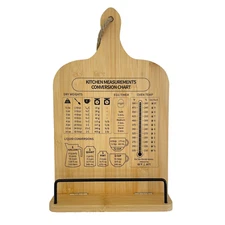 Bamboo Cookbook Stand, Sturdy Cook Book Holder, Recipe Book Holder with Measu...