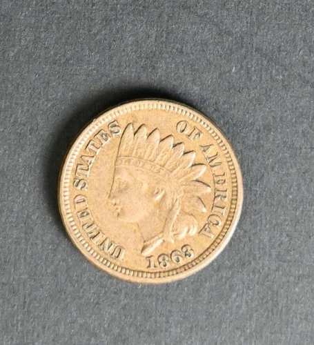 1863 AU Indian Head Penny 1c US Mint Coin Circulated
