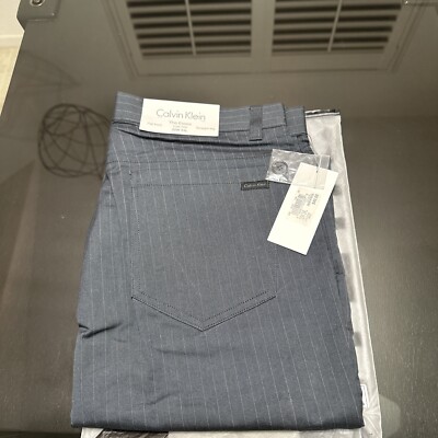 Calvin Klein Pants Mens 32Wx34L Grey The Essex Flat Front Low Rise Straight  Leg