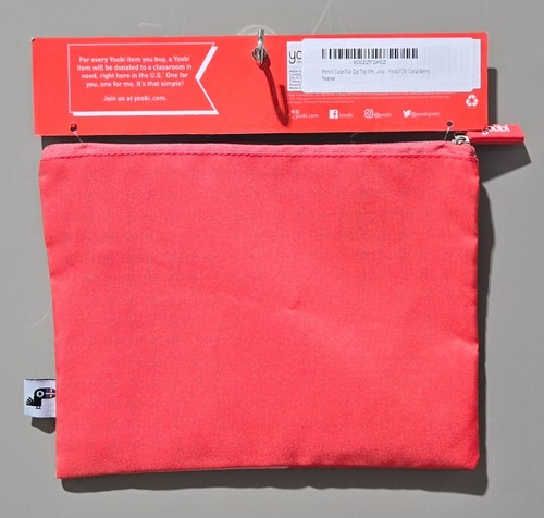 Yoobi Berry Red & Coral Pink Zippered Storage Craft Pouch w/ HECK YES Script - Picture 2 of 5