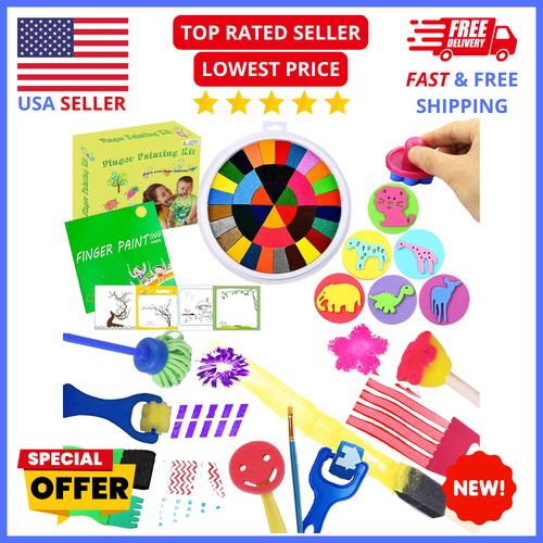 Toddler Finger Painting Kit 36 Colors, Animal Theme- Washable & Safe, Great Gift