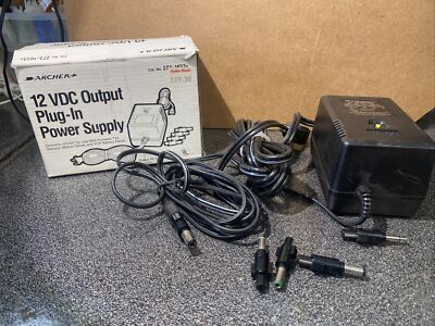 Archer 12 VDC Output Plug In Power Supply, # 273-1653A  In Box  Multi-Plug Mint