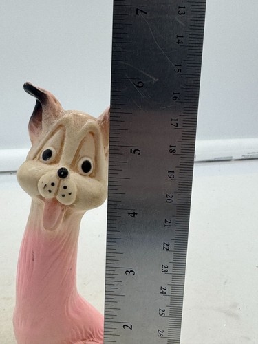 Vintage Baby Joy 1970 Rubber Squeak Toy Pink Long Neck Puppy Dog - 第 7/7 張圖片