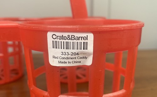 Crate&Barrel Red Condiment Caddy with Jars Ladels Picnic Cookout BBQ Party - Picture 10 of 19