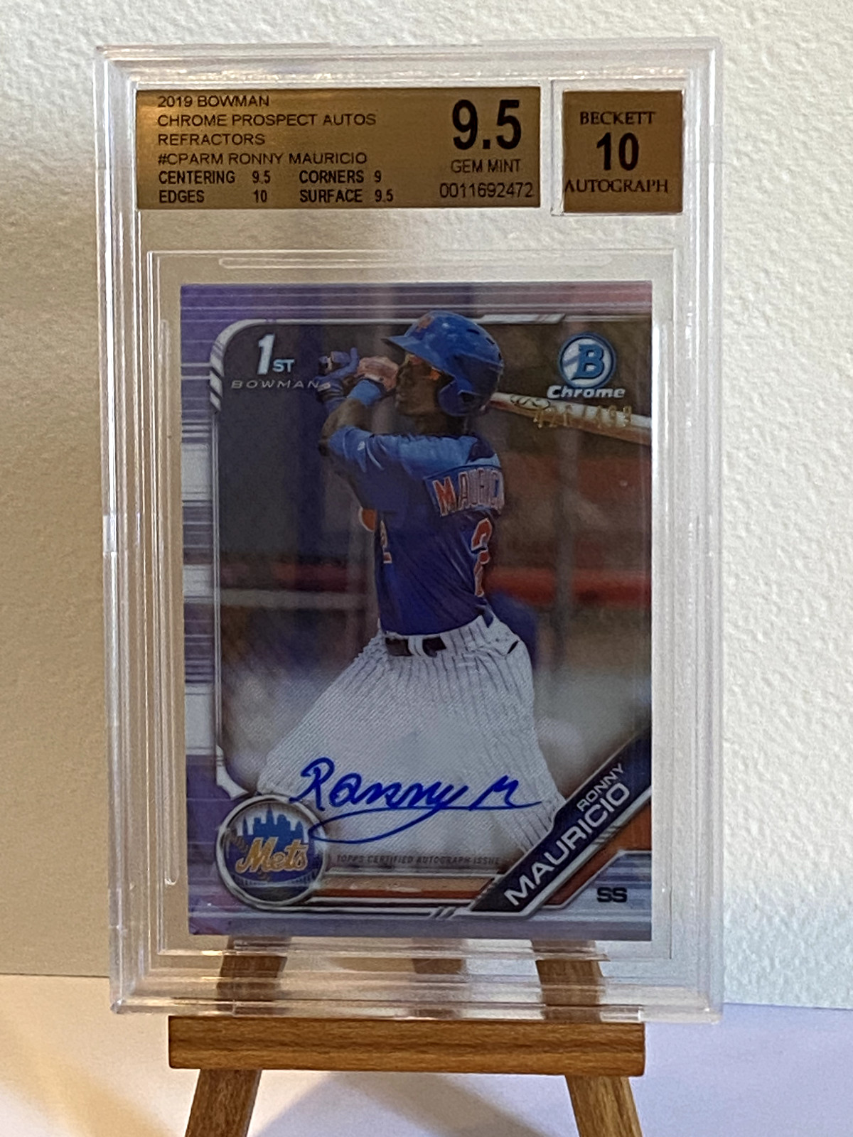 Ronny Mauricio 2019 Bowman Chrome Refractor Auto 426/499 BGS 9.5 10 Autograph