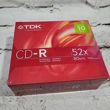 CD-R 52x 80 Min 700 MB Pack Of 10 TDK Recordable CD New