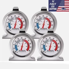 Refrigerator Freezer Thermometer Fridge DIAL Type Stainless Steel Hang Stand 1-4