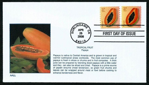 USA, SCOTT # 4253-4257 & 4258-4262, SET OF 5 AALL FDC COVERS TROPICAL FRUIT 2008 - Picture 5 of 6