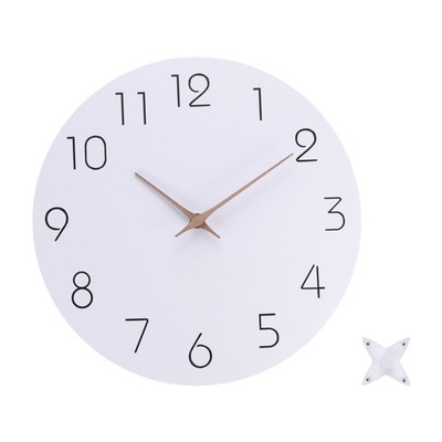 12 Inch Wall Clock, Battery Operated Non-Ticking Round Wall Clocks, White