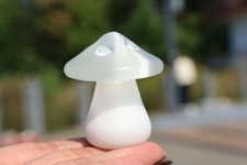 2" Natural green cat eye + white jade mushroom Crystal Heal Reiki decor gift 1pc