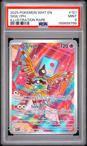 2025 POKEMON WHT EN-WHITE FLARE ILLUSTRATION RARE #121 SIGILYPH PSA 9