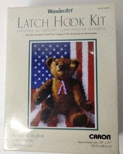 WonderArt All American Bear Latch Hook Kit 4301 Caron 20"x27" NEW
