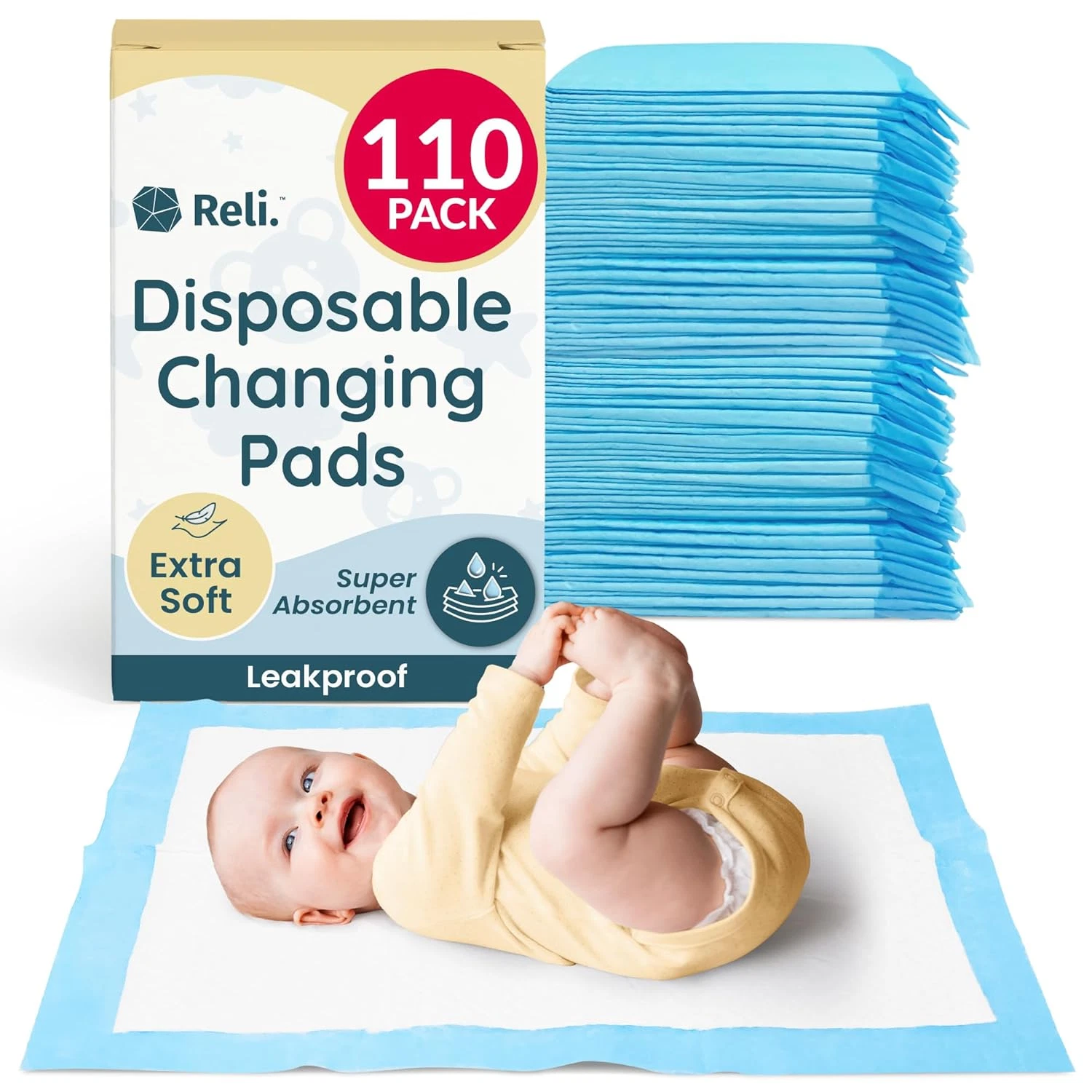 Disposable Changing Pads for Baby (110 Pack) | Disposable Diaper Changing Pads,