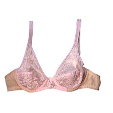 DIOR Vintage 30B Pink  Beige Floral Embroidered Mesh Bra   1990s