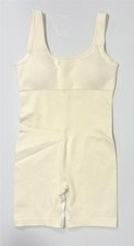 One Piece Cream Scoop Neck Ribbed Tank Compression Bodysuit Size Medium